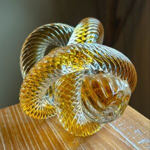 Fusion Z Studio Art Glass Nautical Hand Blown Rope Knot Sculpture Paperweight.